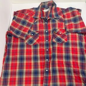 Sheplers  Red and Blue Plaid Button Down Shirt‎ pearl snap Mens XXL